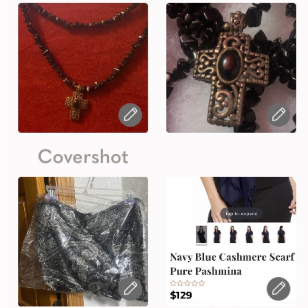 Onyx+Sterling✝️Cross Necklace~2 Strand🖤+Pashmina💯 % Cashmere NIP Scarf🧣🖤